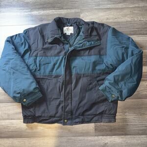 Vintage 90s McGregor Jacket Mens M Colorblock Green Black Insulated Coat Hong Ko